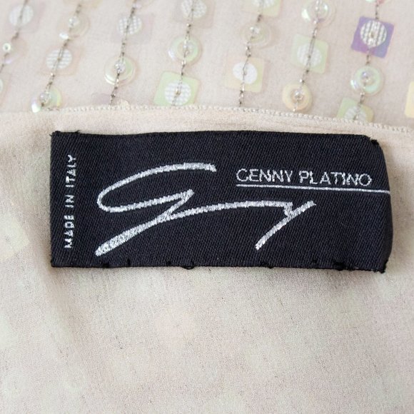 SOLD Dress Vintage 90s Genny Prada 4 Silk Hologram Sequin Formal Wedding Gown - Picture 5 of 15